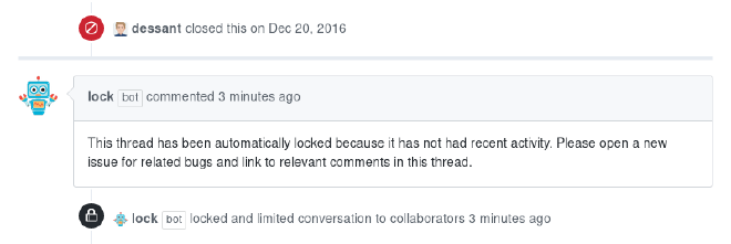 Screenshot of GitHub locked conversation